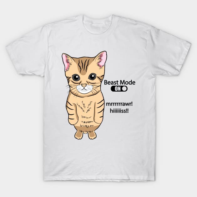 Cute Standing Cat Meme Beast the Mode ON Funny Kitten Meme T-Shirt by alltheprints